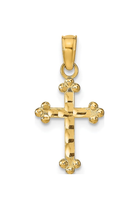 14K Yellow Gold D/C Cross Pendant Made In United States k8423