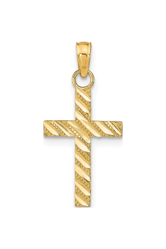14K Yellow Gold D/C Cross Pendant Made In United States k9640