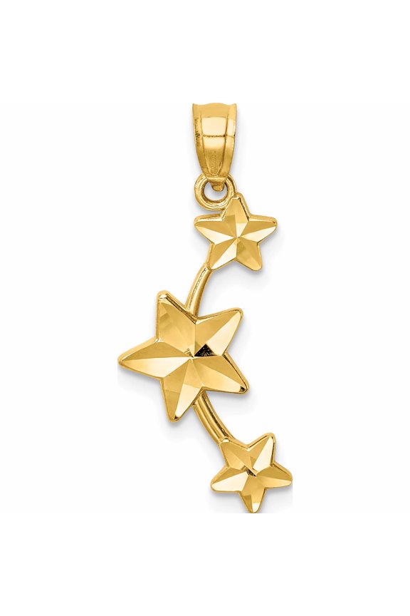14K Yellow Gold D/C Stars Pendant Made In United States -Jewelry By Sweet Pea