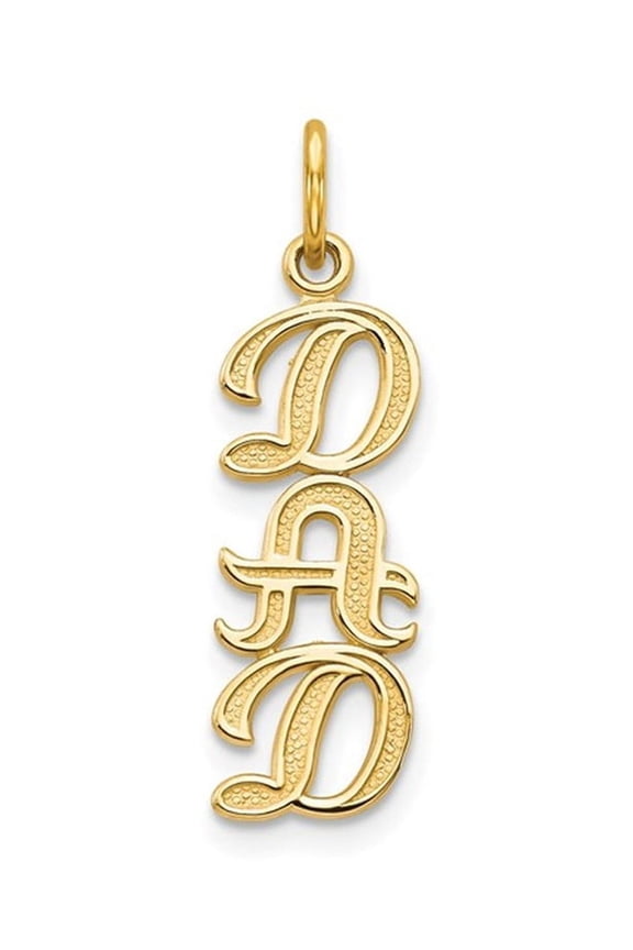 Gem & Harmony 14K Yellow Gold DAD Charm Pendant (NO CHAIN) for Men