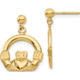 thumbnail image 1 of 14K Yellow Gold Dangling Claddagh Post Earrings (21 X 14) Made In United States s1117, 1 of 5