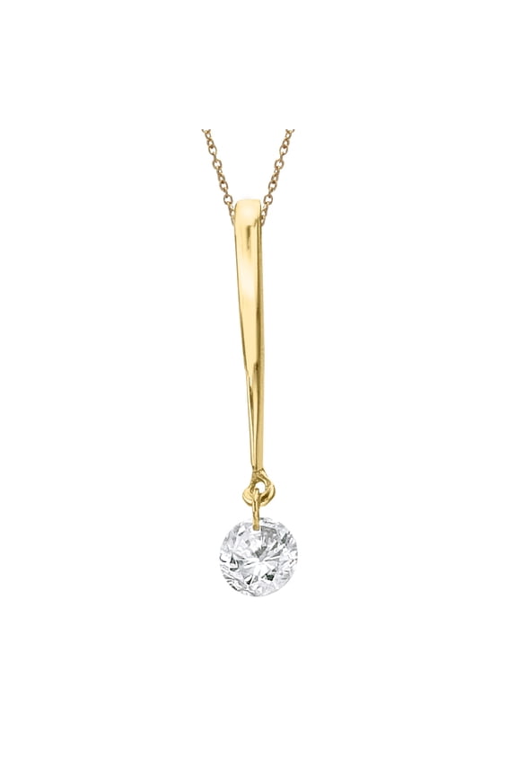 14K Yellow Gold Dashing Diamonds Pendant with 18" Chain