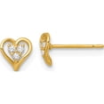 thumbnail image 1 of 14K Yellow Gold Dazzling, Timeless Cubic Zirconia (Cz) White 6 Polished Three Cz Open Heart Post Earrings, 1 of 3