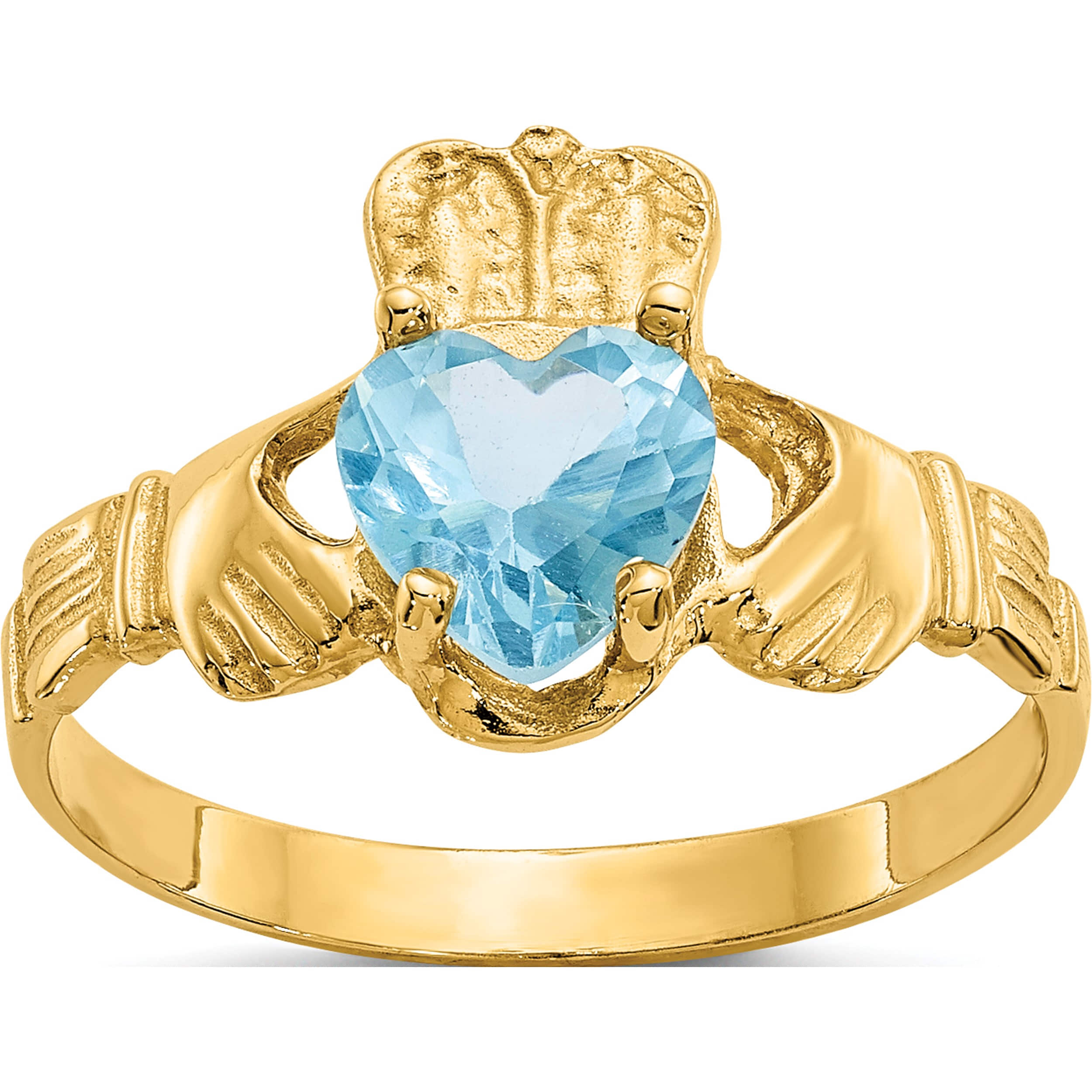 Dainty 10k Yellow Gold December Birthstone Heart Ring With CZ - Promise/Proposal Ring (Size 7.5) - View #3