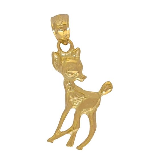 14K Yellow Gold Deer Pendant Charm