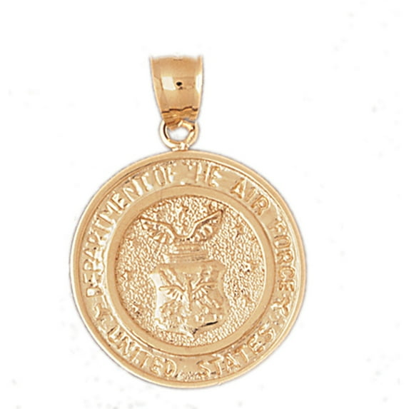 14K Yellow Gold Department Of Air Force Pendant - 37 mm