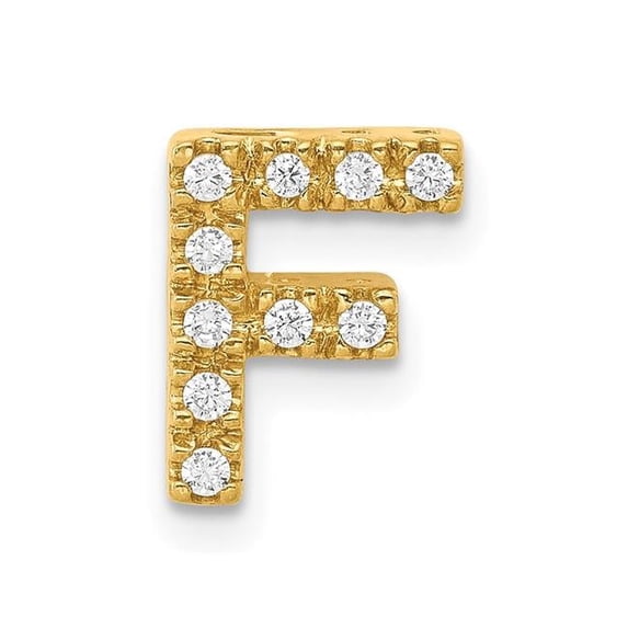 14K Yellow Gold Diamond 0.1-CT Letter F Initial Charm Pendant