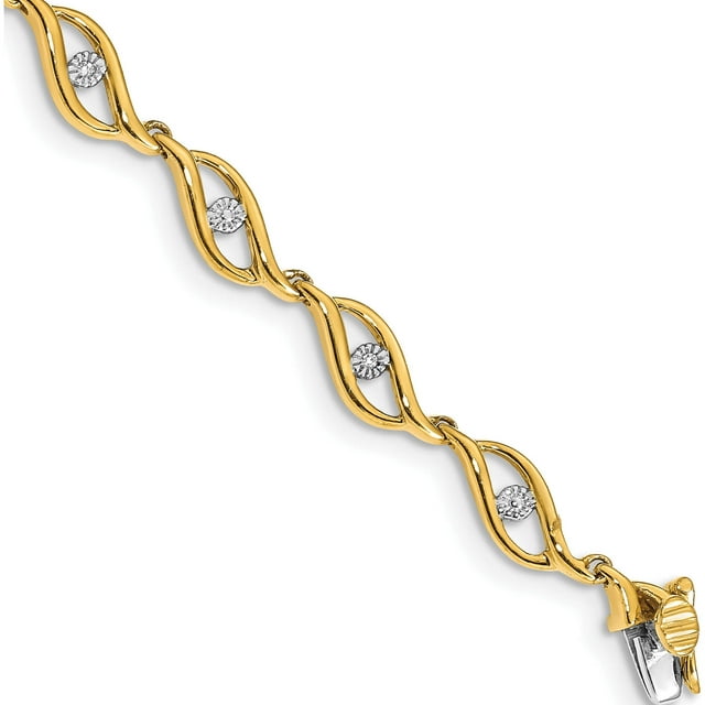 14K Yellow Gold Diamond 7.5In Link Bracelet (7.5 X 5) Made In India bm4611-003-ya