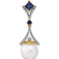 thumbnail image 1 of 14K Yellow Gold Diamond 8-9mm Round Fwc Pearl/Created Sapphire Chain Slide (28 X 10) Made In India xp4168, 1 of 5