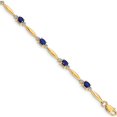 thumbnail image 1 of 14K Yellow Gold Diamond And Oval Sapphire Bracelet (7.25 X 4) Made In India bm4484-sa-001-ya, 1 of 5