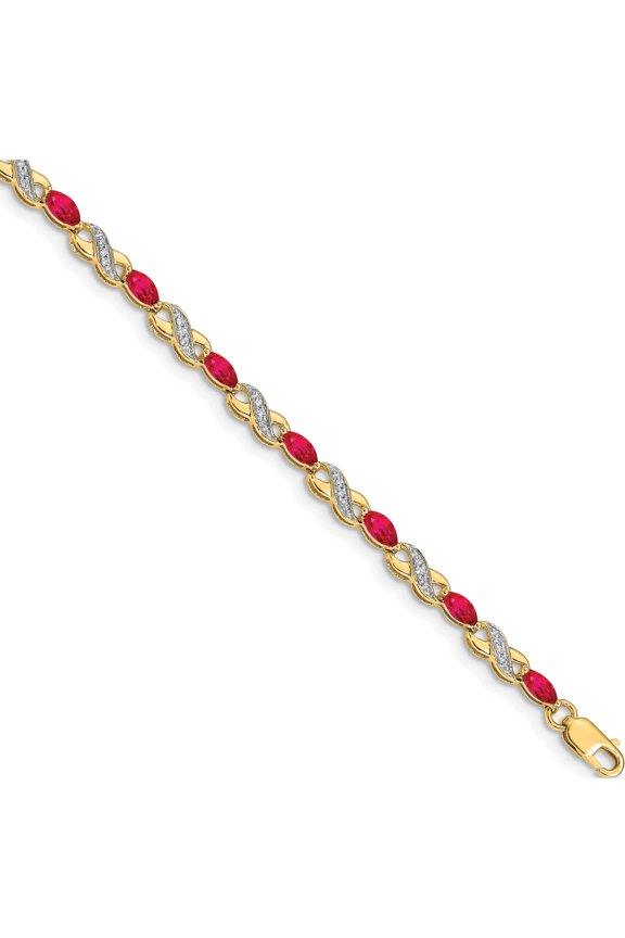 14K Yellow Gold Diamond And Ruby Infinity Bracelet (7 X 3) Made In India bm4485-ru-015-ya