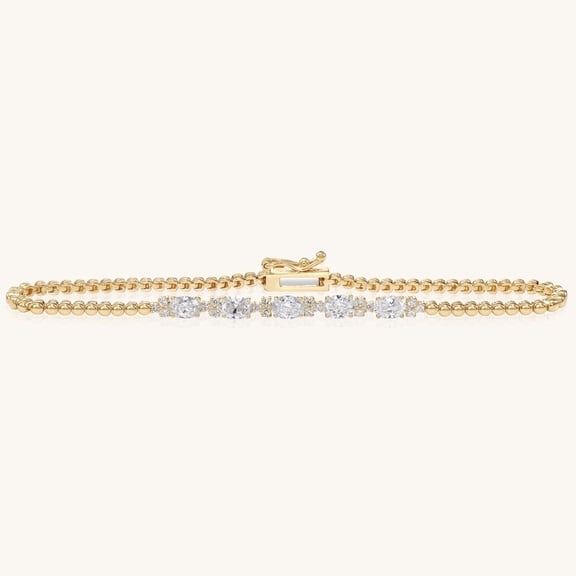 14K Yellow Gold Diamond Bracelel with Oval and Round Diamonds | Everyday Diamond Jewelry for Women | 7 Inch | VS1 Clarity | 1.4 CT TW