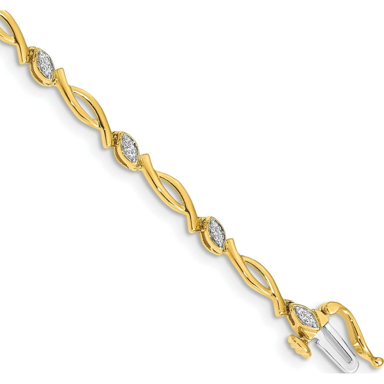 14K Yellow Gold Diamond Bracelet (7 X 5) Made In India bm4606-013