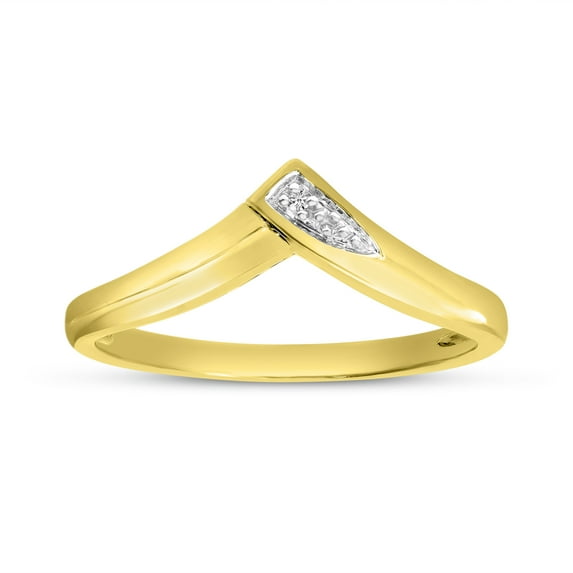 14K Yellow Gold Diamond Chevron Ring