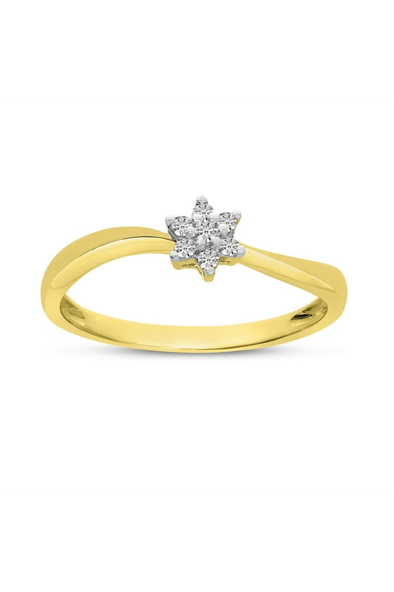 14K Yellow Gold Diamond Cluster Ring