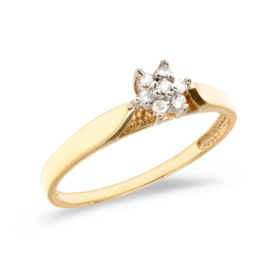 14K Yellow Gold Diamond Cluster Ring
