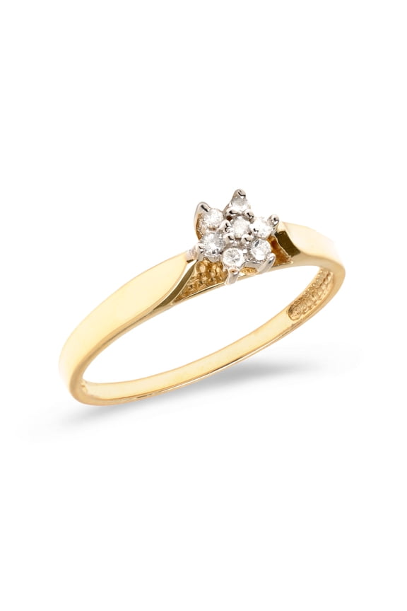 14K Yellow Gold Diamond Cluster Ring