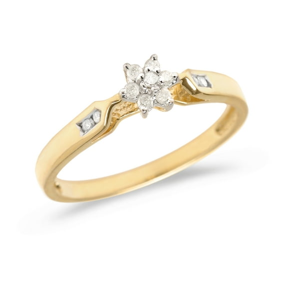 14K Yellow Gold Diamond Cluster Ring