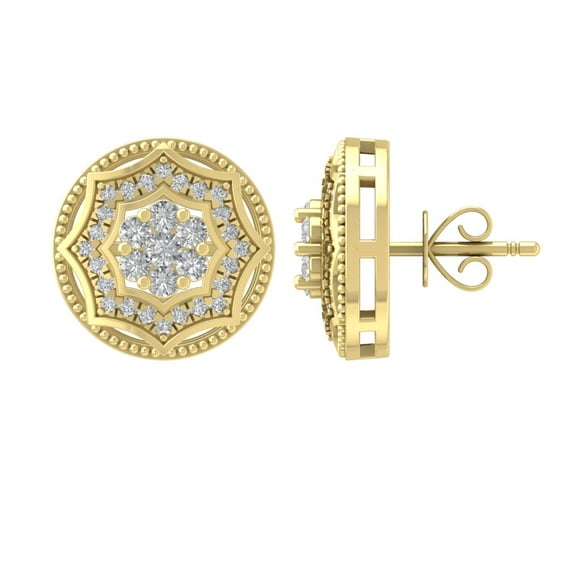 14K Yellow Gold Diamond Cluster Stud Earrings (1/2 cttw, I-J Color, I2-I3 Clarity)