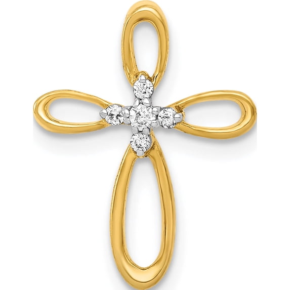 14K Yellow Gold Diamond Cross Slide Pendant (19 X 14) Made In India pm4997-005-ya