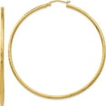 thumbnail image 1 of 14K Yellow Gold Diamond-Cut 2mm Round Tube Hoop Earrings (60 X 2) Made In Peru tc239, 1 of 6