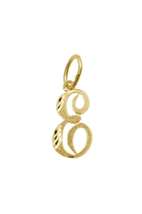 14K Yellow Gold Diamond-Cut Cursive Letter Initial E Pendant