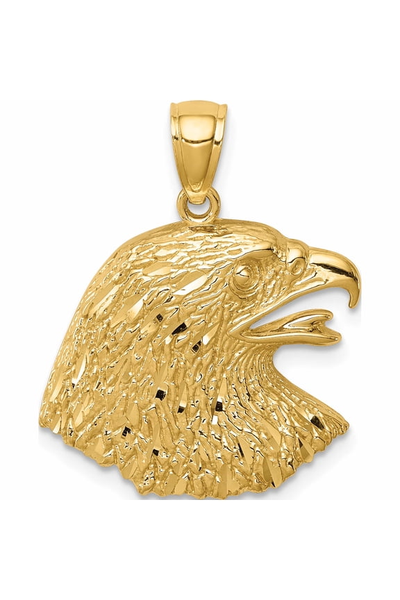 14K Yellow Gold Diamond-Cut Eagle Pendant Made In United States -Jewelry By Sweet Pea