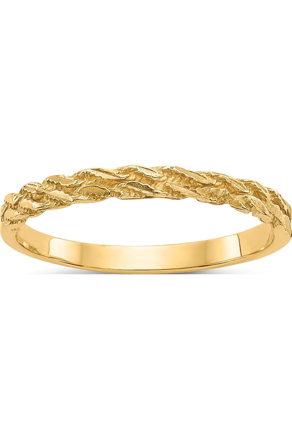 14K Yellow Gold Diamond-Cut Rope Ring (Size 7) Made In United States c2860