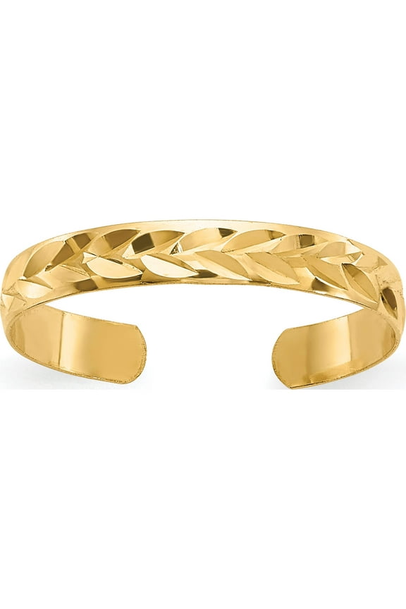 14K Yellow Gold Diamond-Cut Toe Ring Made In United States c2095