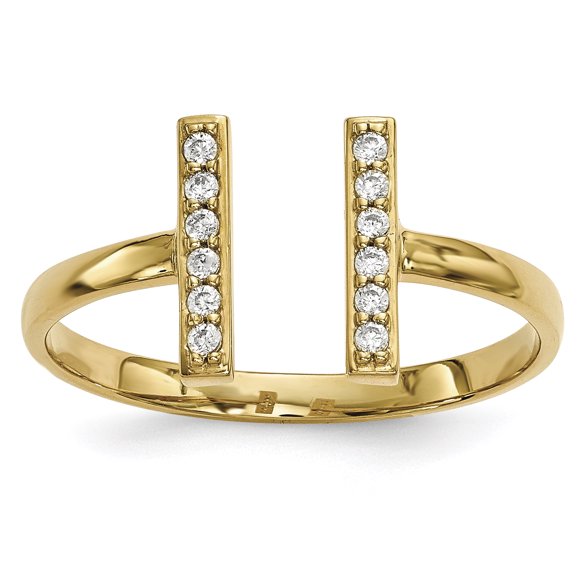 14K Yellow Gold Diamond Double Bar Ring (Size 7) Made In United States y13743a