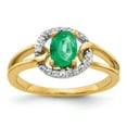 thumbnail image 1 of 14K Yellow Gold Diamond & Emerald Ring Size 7, 1 of 7