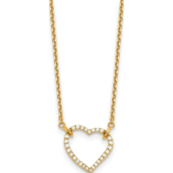 14K Yellow Gold Diamond Heart Pendant Necklace (18 X 15) Made In India pm1006-020-ya-18