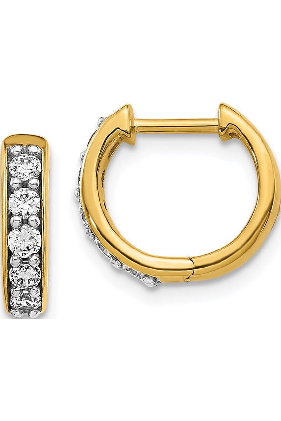14K Yellow Gold 1/3 carat Diamond Hinged Hoop Earrings