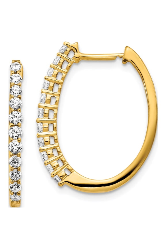 14K Yellow Gold 3/4 carat Diamond Hinged Hoop Earrings