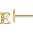 thumbnail image 1 of 14K Yellow Gold Diamond Initial E Earrings (8 X 8) Made In India em4170e-003-ya, 1 of 5