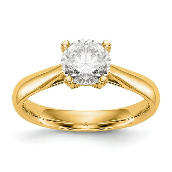 14K Yellow Gold Diamond Lab Grown Round Ring Band 3 4 ct CertifiedSI1 SI2, G H I, Solitaire Eng, Size 8