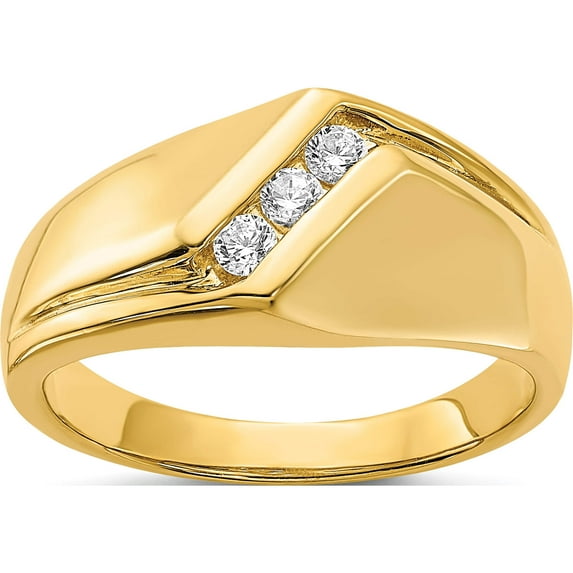 14K Yellow Gold Diamond Mens Ring (Size 10) Made In India rm5814-020-ya