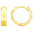 thumbnail image 1 of 14K Yellow Gold Diamond Motif Faceted Huggie Earrings, 1 of 1