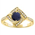 thumbnail image 1 of 14K Yellow Gold Diamond Natural HQ Blue Sapphire Engagement Ring Round 7 mm, size 8, 1 of 1