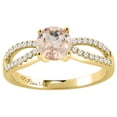 thumbnail image 1 of 14K Yellow Gold Diamond Natural Morganite Engagement Ring Round 7 mm, size 9, 1 of 2
