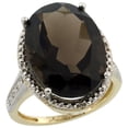 thumbnail image 1 of 14K Yellow Gold Diamond Natural Smoky Topaz Ring Oval 18x13mm, size 8.5, 1 of 2