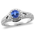 thumbnail image 1 of 14K Yellow Gold Diamond Natural Tanzanite Halo Engagement Ring Round 4 mm, size 9, 1 of 1