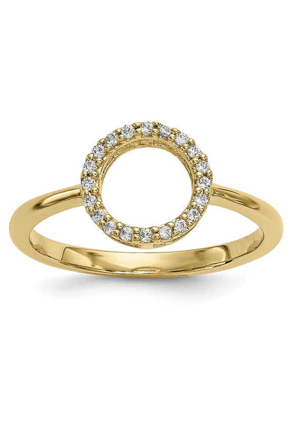 14K Yellow Gold Diamond Open Circle Ring Size 7