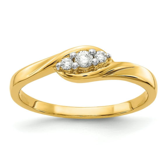 14K Yellow Gold Diamond Ring (0.105Cttw) Ring Size 7