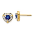 thumbnail image 1 of 14K Yellow Gold Diamond & Sapphire Fancy Heart Stud Earrings, 1 of 7