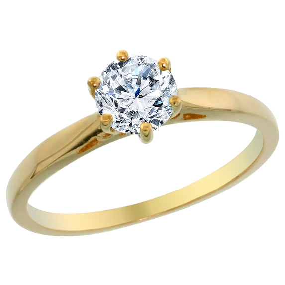 14K Yellow Gold Diamond Solitaire Ring Round 0.50cttw, size 10