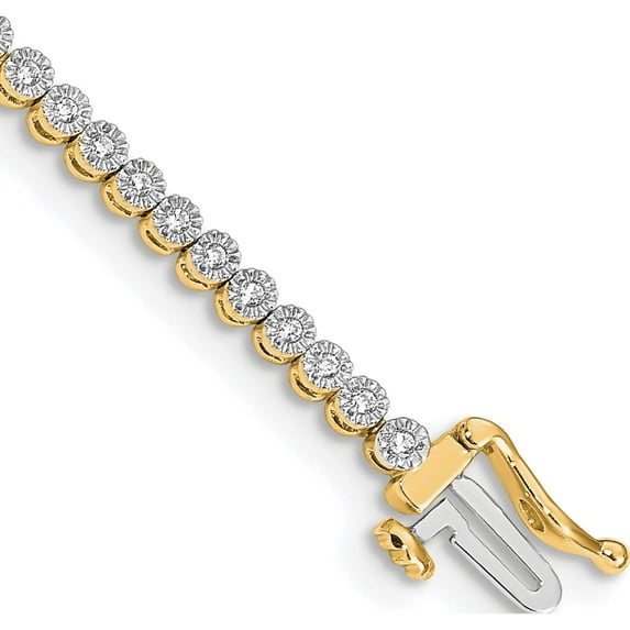 14K Yellow Gold Diamond Tennis Bracelet (7 X 3) Made In India bm4648-050-ya