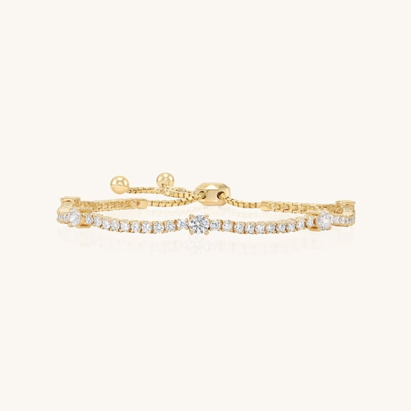 14K Yellow Gold Diamond Tennis Bracelet with Adjustable Tassel Design | Everyday Diamond Jewelry | Fits Wrists 6 Inches to 8 Inches | VS1 Clarity | 2.1 CT TW
