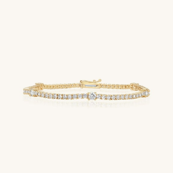 14K Yellow Gold Diamond Tennis Bracelet with Larger and Smaller Diamond Design | Everyday Diamond Jewelry | 7 Inch | VS1 Clarity | 3.2 CT TW