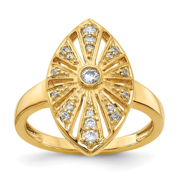 14K Yellow Gold Diamond Vintage Ring (0.206Cttw) Ring Size 7